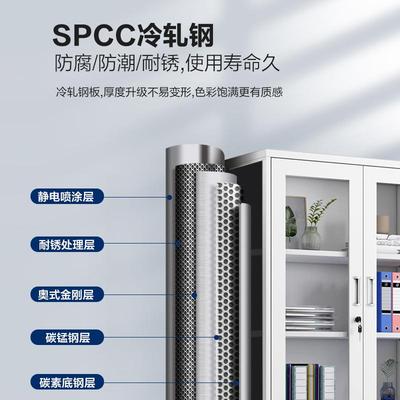 钢制文件柜办公室铁皮档案资料柜财务凭证柜玻璃书柜带锁储物柜子