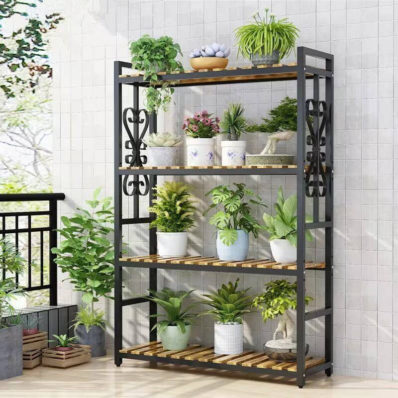 架子阳实木花盆架萝SNY客厅落地多层家用绿多肉带轮子花花架台置