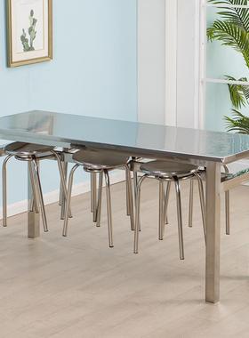 9U不锈钢桌椅小吃人员店饭店长方54471挂凳46人工形食堂经济型餐