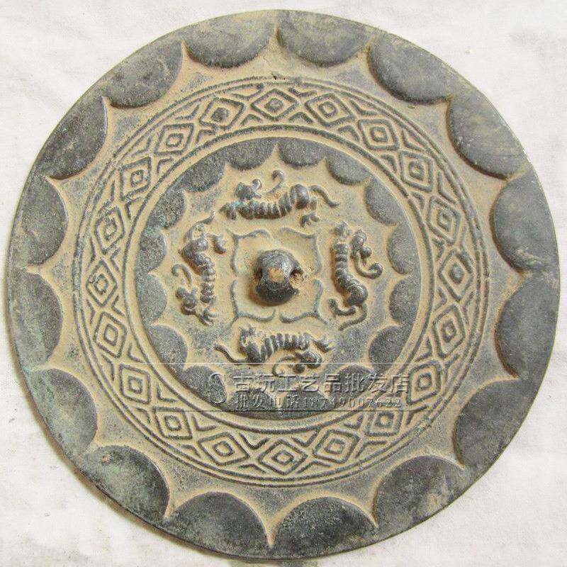 家现铜无品牌/货古玩杂兽项收藏铜镜古镜四河古厂镜