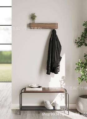木质墙上置物架隐藏式衣架入户置门纳衣服带挂钩衣帽架ORG架收物