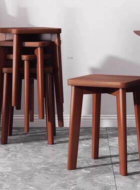 实木凳子家用客厅矮叠放凳方椅凳WAE餐厅餐凳现代板圆凳简约餐凳