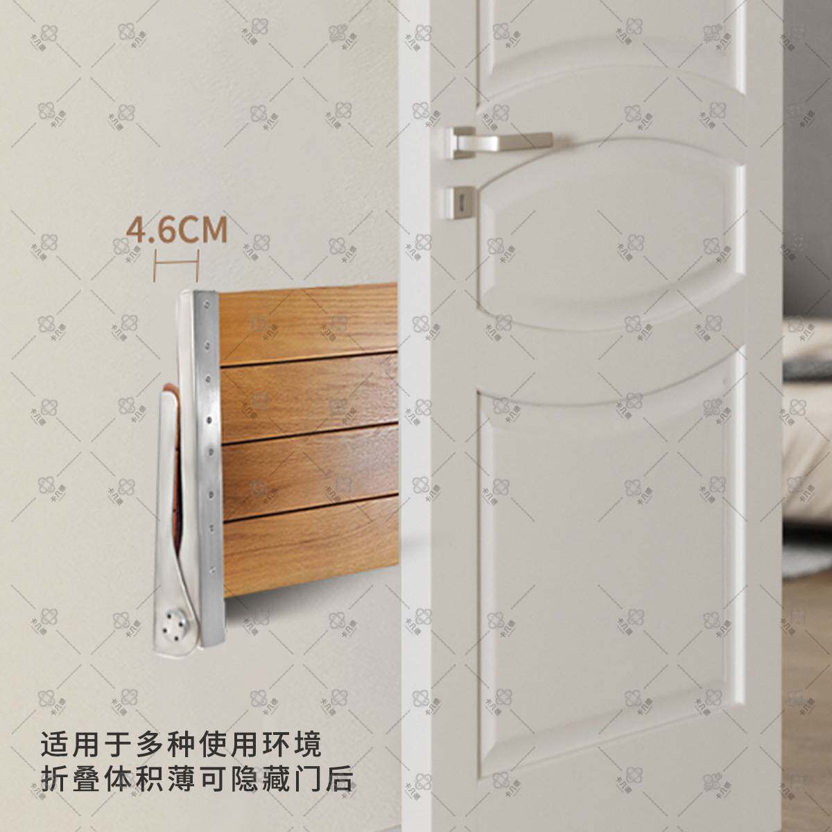 亚马逊热销304不锈钢壁挂式浴室淋浴凳 折叠收纳适老化橡木洗澡凳