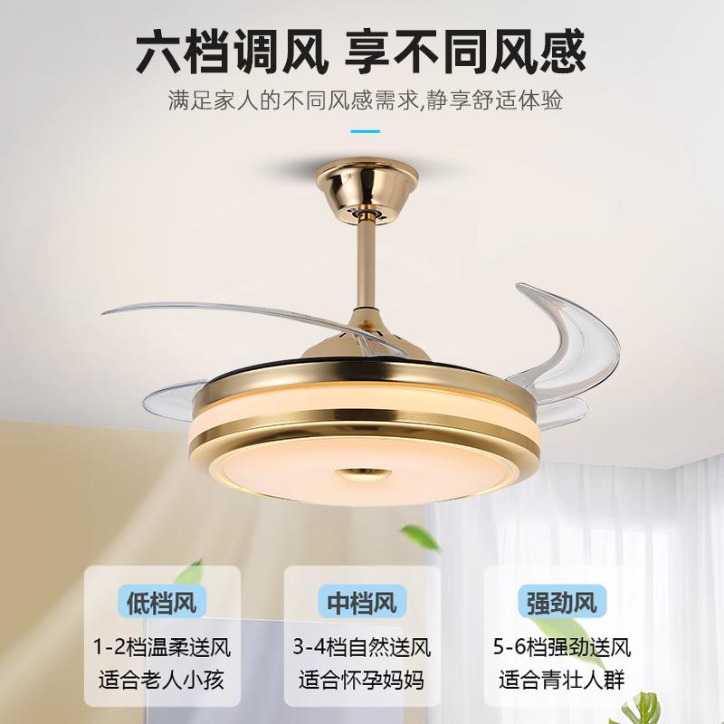 隐形风PMH扇灯25新款轻奢家用2吸顶风扇灯餐客厅灯厅金色一体吊扇