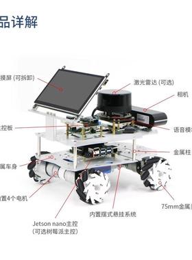 阿克QBE曼SRO机器人差速无人小麦克纳姆轮源树莓派开S车LAM建图导
