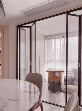 极折门阳台隔断极折叠门推拉门窄框叠59388磨砂玻璃门厨房推拉门