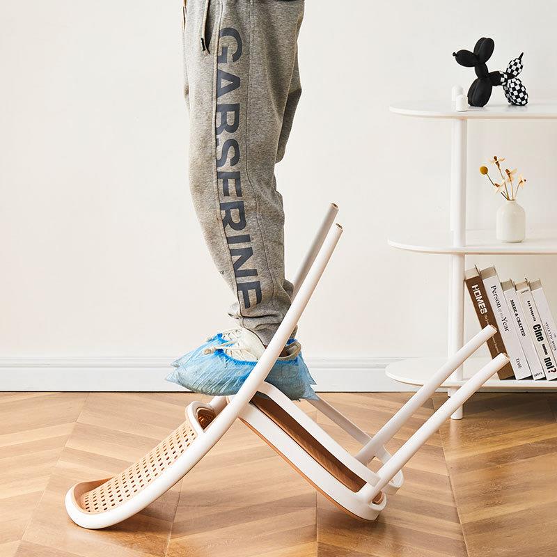 家用椅椅现代约靠背餐椅户外藤可叠放塑料简仿藤VNB编椅子休闲餐