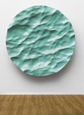 轻奢圆形装画走廊玄关艺术置抽实物画样板象房装酒BUH饰店壁画挂