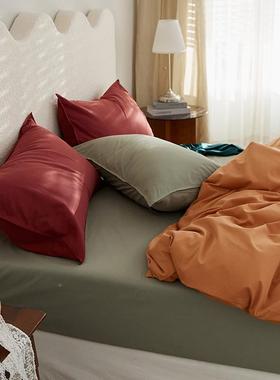 100支长EL-0002绒棉磨毛四套件秋纯冬加厚全棉磨毛撞色色床单床笠