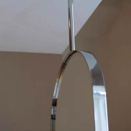 不锈钢杆天花板形吊镜圆悬挂镜子53274艺术椭镜酒店浴室镜吊带杆