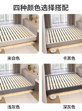 无头实木悬宿店浮床单双人现代简约家床用大床可定无靠88821背民