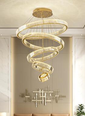 复楼水晶大20486吊灯客厅的主灯轻式奢别墅工楼梯程现代挑空长吊