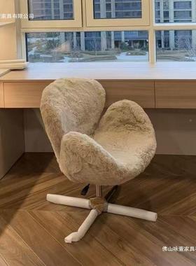 天鹅椅发布艺22148纯色沙椅奶油舒适升降妆旋转化妆椅皮艺休闲椅