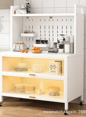 碗柜收纳柜厨房多一件36120波起批落地可微炉烤箱置物层架餐边柜