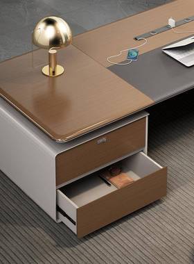 办公桌老板公桌总董事大长41648办室电脑桌书桌班台意式极简裁现