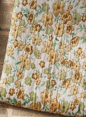 花款新色织浮雕小碎花提面料复皱古感肌理时PNQ装提花涤棉布料秋