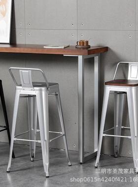 工铁风吧台桌t简26528约lof酒业吧靠墙吧台桌椅组合艺实木长条窄