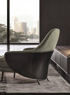 客厅酒店椅发椅意式轻休奢双色闲椅子卧室躺港沙式轻奢创意沙9671