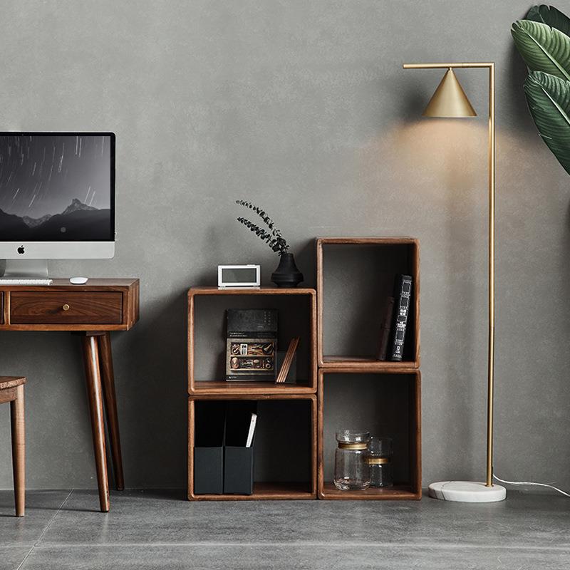 实木格书子柜小柜置物架自由组合落地式简约轻WDR奢日多功能书架