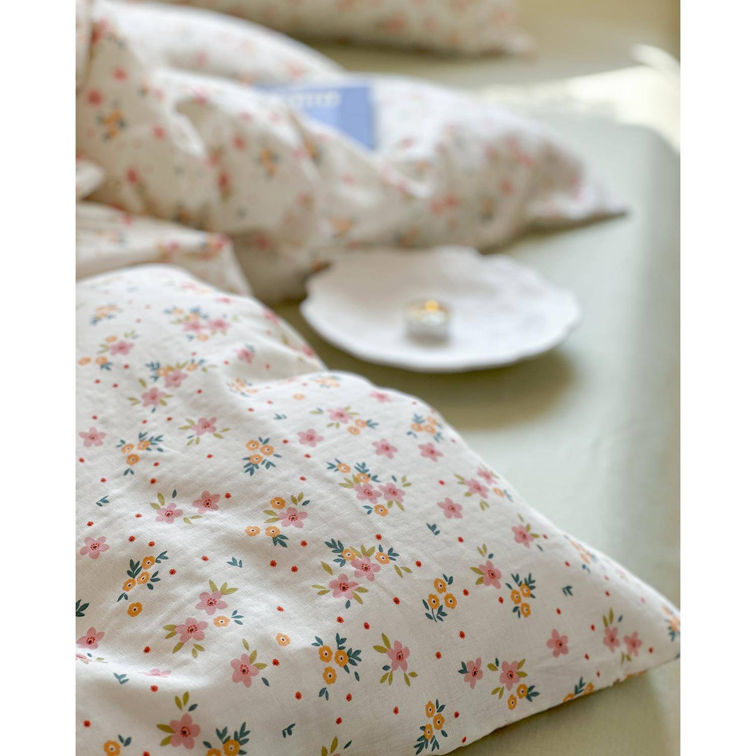 A类床~田园风碎花全棉件套双被层四纱套裸睡纯RDK棉三件套女生单