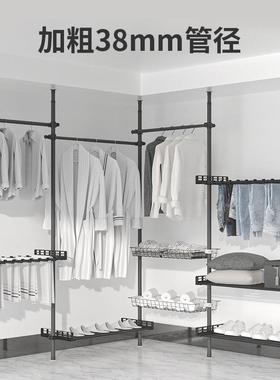 顶天立地14367架杆简易架衣帽衣开间放式金属衣柜框架落地挂衣衣
