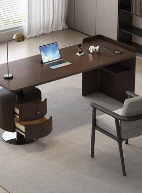 意式极实简档木书桌现代简约家书房用设BTU计师款办公桌轻奢高电