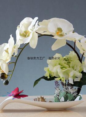 蝴假盆栽欧蝶式花艺套装家居客厅花装饰花玄INT关兰餐桌盆景摆件