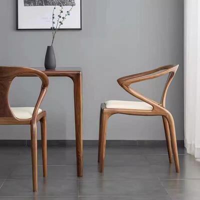 新中式实木餐椅手主34139人椅子剑椅餐厅轻奢椅闲茶椅扶圈靠背洽