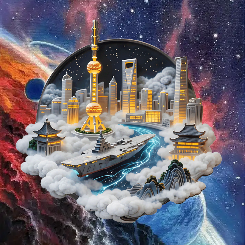 航空母舰创意城市冰箱贴