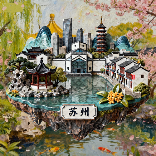 卿卿创意国风苏州冰箱贴