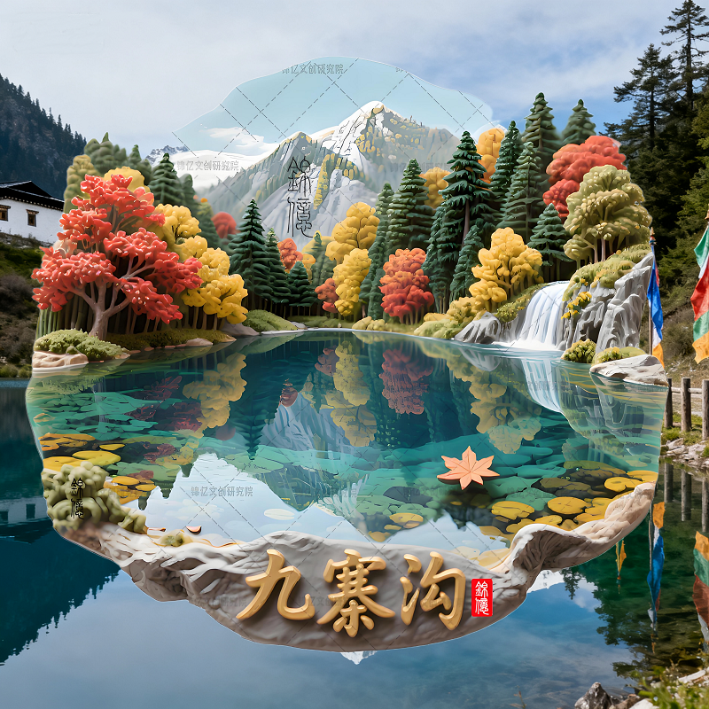 九寨沟冰箱贴四川旅游网红景点打卡周边纪念品国风送朋友创意礼物