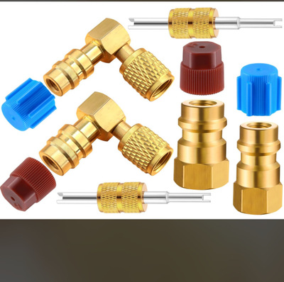R12R22汽车空调1/4SAE螺纹转换成R134A高低压公接口组合1316-6P