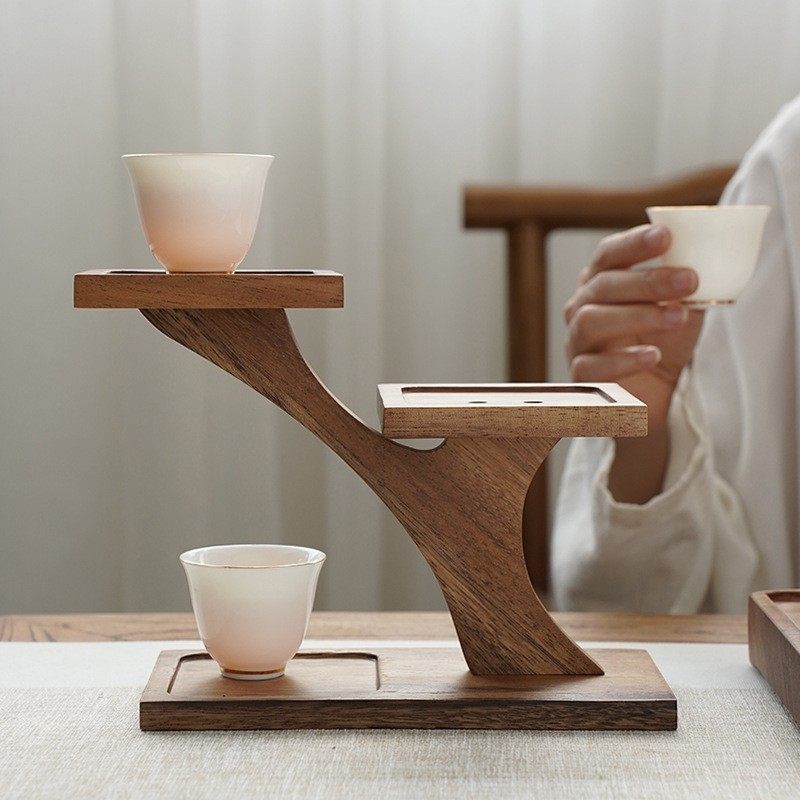 胡桃木质桌面茶具收纳架茶杯茶壶放置架茶道配件架杯架层架摆饰,电子元器件市场,电线扎带/束线带,淘宝优惠券,粉丝福利购,淘宝优惠卷