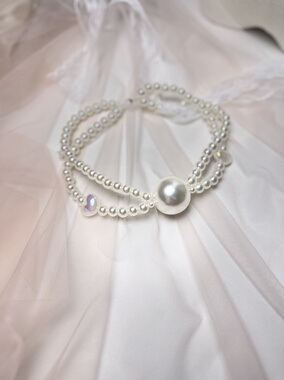 原创设计珍珠口塞项链情侣道具小众高级感锁骨链