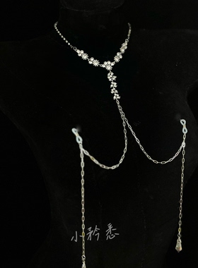 时尚百搭项链水钻纯欲带夹子亮晶晶女用高级感配饰