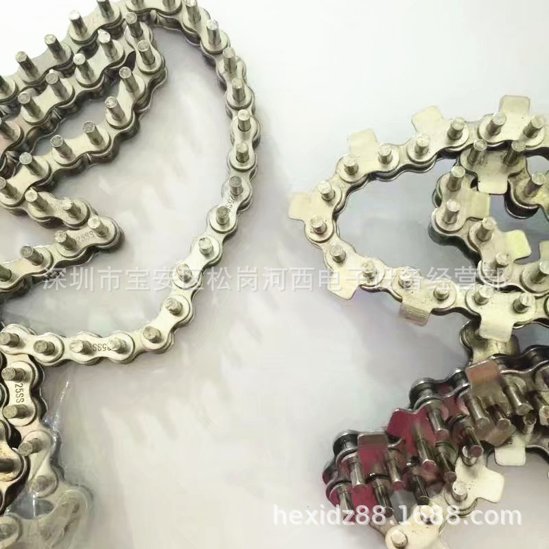 波峰焊链条 入口链条 25B不锈钢链条加长销5MM 04C工业链条