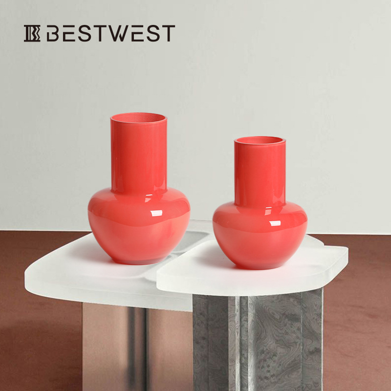 Best west 瓷釉粉中古水培玻璃花瓶摆件家居软装样板间装饰花器