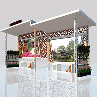 现代化公交亭乡村公交站点灯箱上落点城市公交换乘中心牌