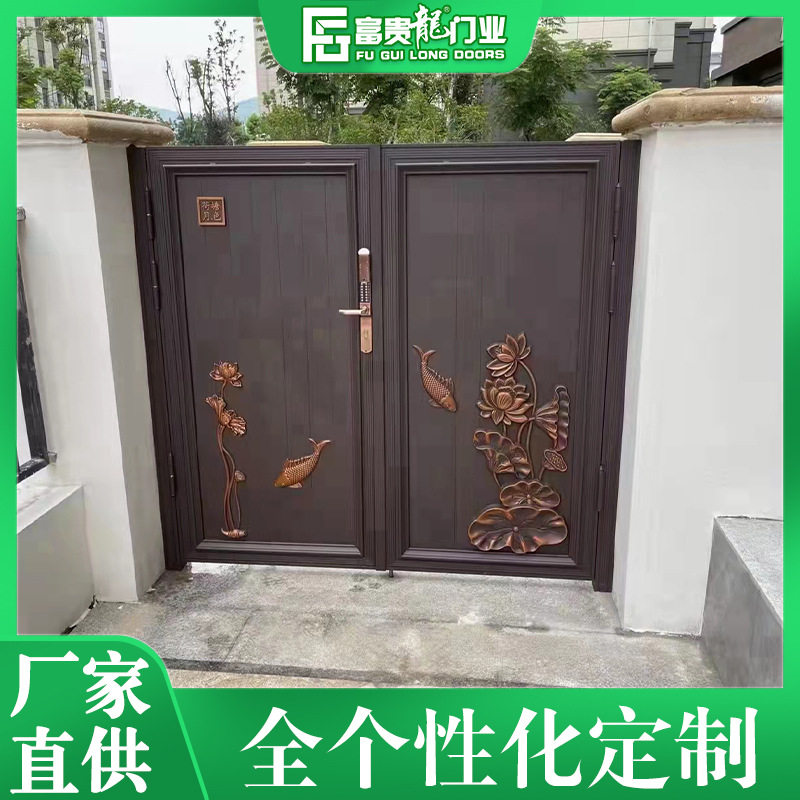 电动铝艺中式别墅庭院门