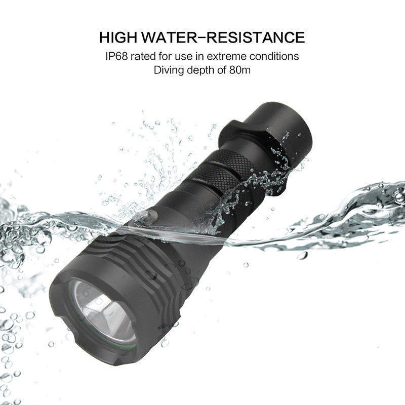 L2潜水手电筒开关电量指示便携1000流明赶海LED潜水灯26650手电筒