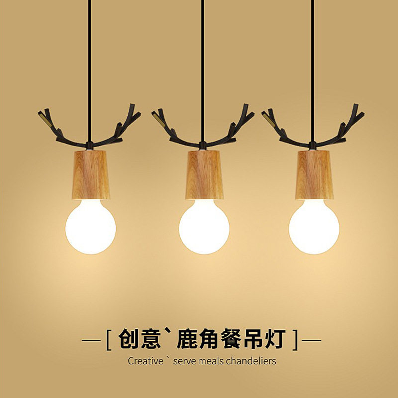 现代简约创意铁艺鹿头小吊灯 个性咖啡厅吧台休闲吧单头吊餐厅灯