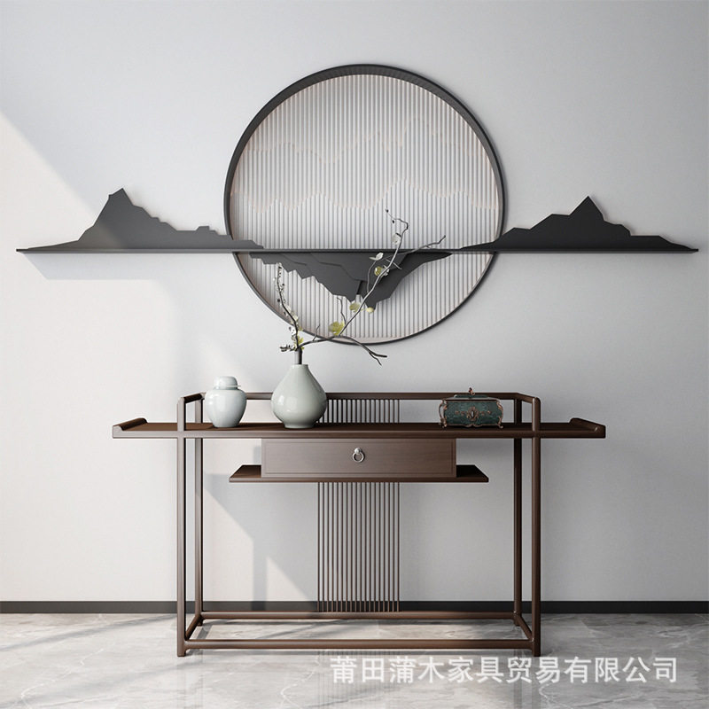 新中式全实木靠墙玄关桌佛台