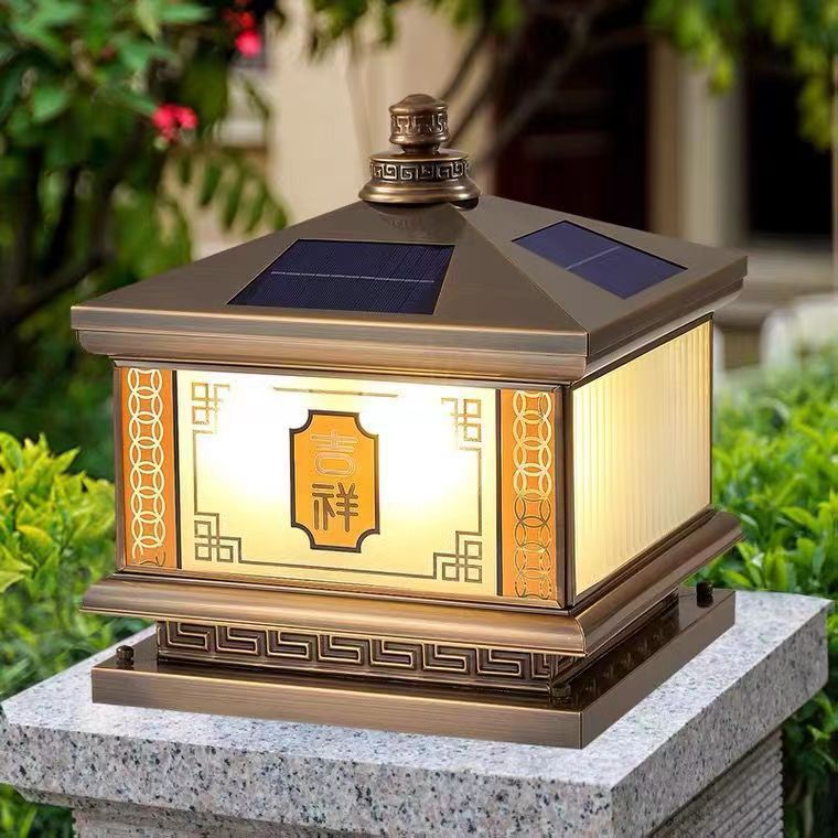 中式全铜户外防水庭院柱头灯