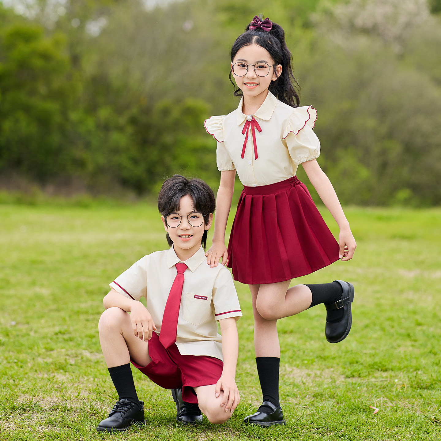 小学生团体表演服装学院风班服儿童合唱表演服诗歌朗诵幼儿园园服