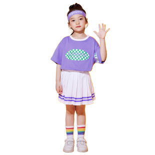 儿童啦啦队表演服装幼儿园短袖啦啦操舞蹈班服小学生运动会演出服