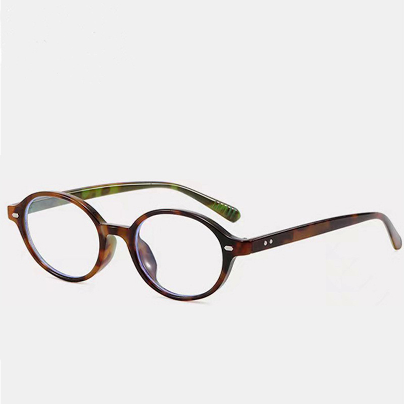 日本品质仪dowdy同款豹纹椭圆素颜书呆子眼镜女款可配高度数近视