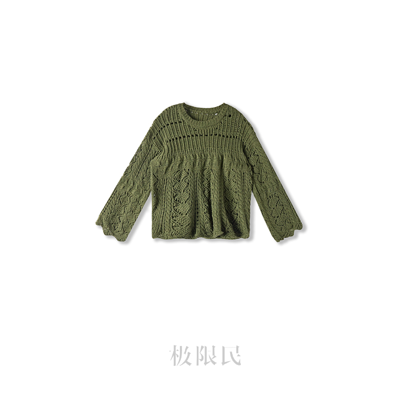 气质甜美镂空雕花慵懒风毛衫