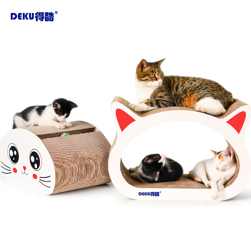 得酷 猫抓板加大两件猫头形瓦楞纸猫抓板猫磨爪猫咪玩具创意
