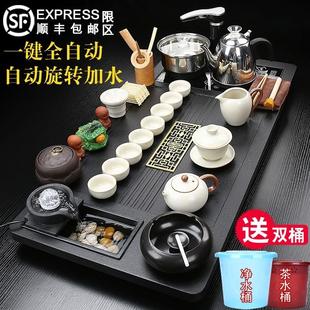 流水茶盘全自动烧水壶一体茶台家用客厅泡茶功夫茶海 汝窑茶具套装
