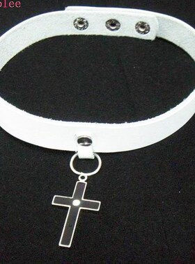 极速韩版男女皮项链个性潮流多层帅十字白色牛皮男女项圈百搭颈链